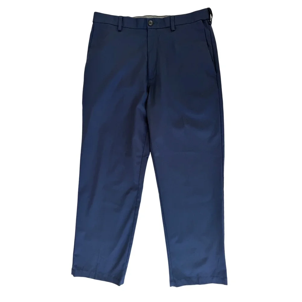 Haggar Mens Performance Dress Pants 34x30 Navy Blue Chino Trousers Work Preppy